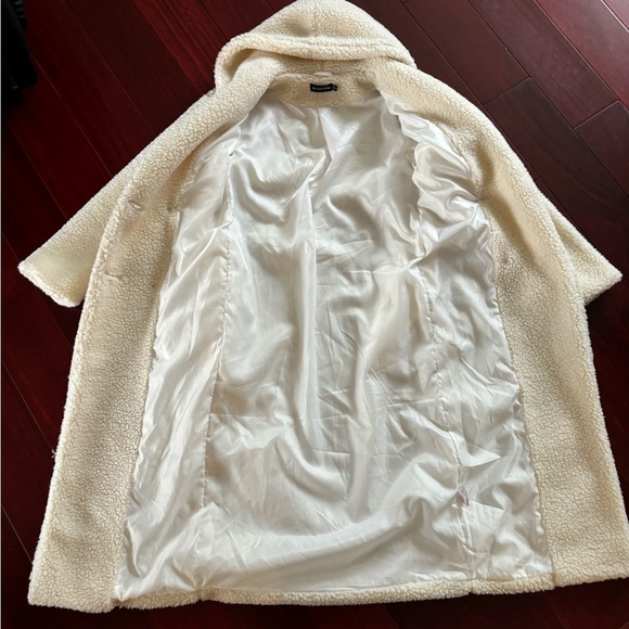 Pretty Little Thing Cream Borg Teddy Midi Coat - Picture 7 of 14